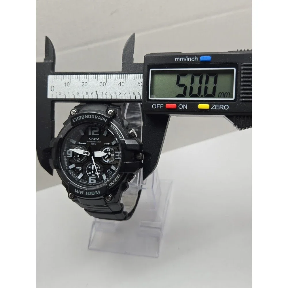 Casio Mens Black 50mm Chronograph Date 100M Sports Watch New Battery